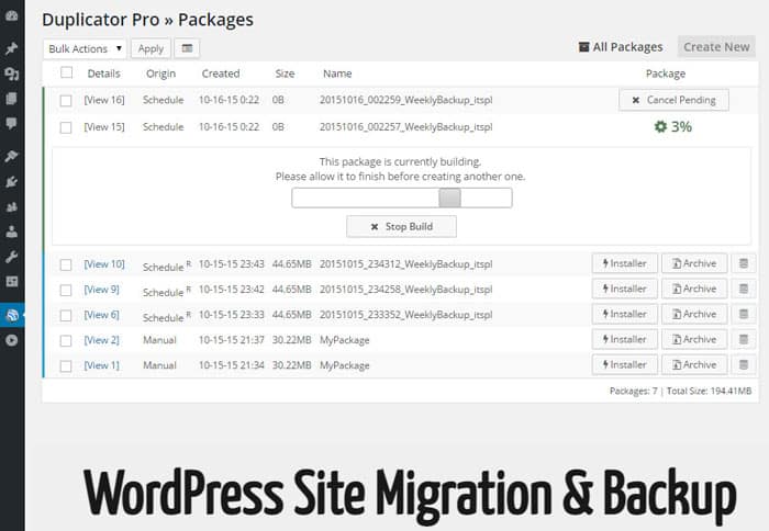 Duplicator Pro WordPress Site Migration Backup